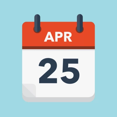 Calendar icon showing 25th April